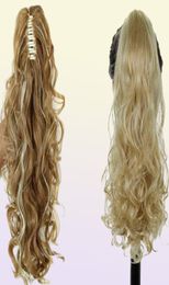 XINRAN Synthetic Fibre Claw Clip Wavy Ponytail Extensions Long Thick Wave Ponytail Extension Clip In Hair Extensions For Women 2101081520391