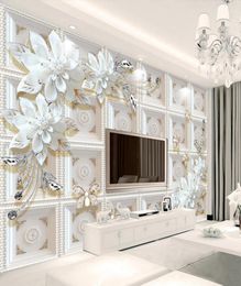 Wallpapers Custom Mural Wallpaper 3D Jewellery Butterfly Flower Living Room TV Background Wall Painting Waterproof Po Paper Sticker6686789