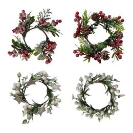 Decorative Flowers Candle Garland Ring Christmas Door Hanging Decoration Front Wreath For Wall Window Xmas Wedding Home Decor