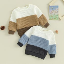 Baby Girls Boys Knitted Sweater Autumn Children Clothes Contrast Colour Long Sleeve Casual Knitwear Pullover Winter Sweatshirt