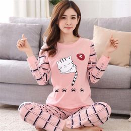 Home Clothing Women's Homewear Long Sleeved Pants Set Can Be Worn Externally Milk Silk Pink Cute Cartoon Style Spring And Autumn Pyjamas