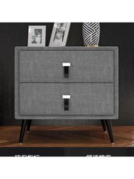 Bedside table simple 50cm home bedroom storage cabinet Nordic fabric ins wind all solid wood light luxury bedside table