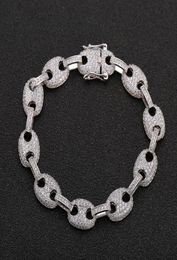 Zircon Bead Chain Bracelet Tennis Copper Material Gold Silver Color Bling CZ Men Hip hop Bracelets6236230