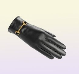 Five Fingers Gloves Classic Ladies Girls Designer Leather Metal Cool Punk Winter Warm Touch Screen Gift3932380