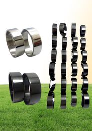 whole 100 Pcs Silver Black Plain Band stainless steel rings fashion wedding band Couples ring jewelry ring8900438