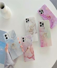 Luxury Designers marble Square Phone Cases For iPhone 13 12 11 pro max 7 8 X Xr Xs Creative women Fashion With Ring kickstand Prot7539564