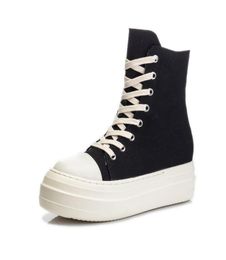 Women Boots Canvas Shoes Luxury Trainers Platform Boots Height Increasing Zip HighTOP Shoes8985633