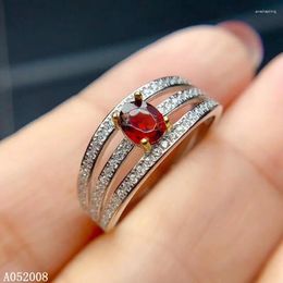 Cluster Rings KJJEAXCMY Fine Jewelry 925 Sterling Silver Inlaid Natural Garnet Ring Delicate Female Lovely Vintage Support Test