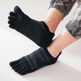 Men's Socks 5 Pairs Spring Summer Short With Toes Solid Cotton Mesh Breathable Reinforced Durable Protect Ankle Five Finger Sock