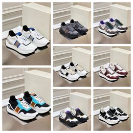 2024 New Multi material patchwork of cowhide with contrasting Colours men women thick soled lace up blue sports fashionable and versatile casual shoes