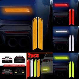 2024 2Pcs Car Body Reflective Warning Tape Stickers Auto Bumper Reflector Sticker Night Safety Driving Anti-Collision Stripe Decals