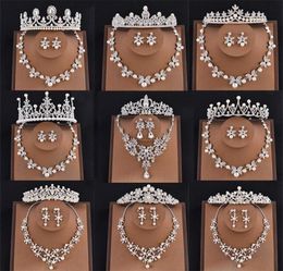 Bridal Jewellery Sets Pearl Tiaras and Crowns Necklace and Earrings Set Head Wedding Jewellery King Queen Princess Crown Women Party1294711