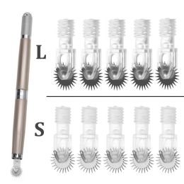 1PCS Manual Tattoo Set Double-end Eyebrow Tattoo Pen with 5pcs Roller Eyebrow Needles Tattoos Curved Blade Makeup Tattoo Set