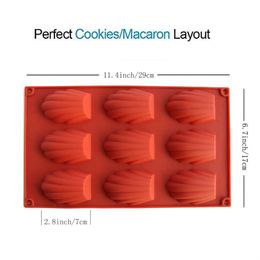 2Pcs/Set Silicone Madeline Cookies Pan 9 Cavities Madeline Mould Nonstick Baking Pan for Make Madeleine Cookies Baking Tool