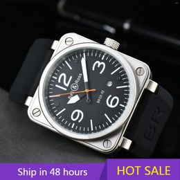 Wristwatches 2024 Men Automatic Mechanical Watch Leather Black Ross Rubber 46mm Clock Large Dial For Watches
