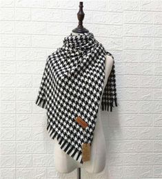 Scarves Woolen Shawl Women Luxury Classic Black White Houndstooth Long Scarf Cape Soft Chic Fashion Warm For Lady2201201