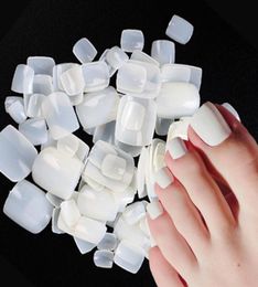100pcs Square False Toe Nails Full Cover Natural White Clear Press on Fake Toenail Acrylic Foot Nail Art Tips Manicure Tools7550333