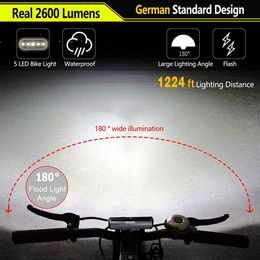 Bicycle Light Front 6000Lumen Bike Light 8000mAh IPX-5 Waterproof Flashlight USB Charging MTB Road Cycling led Lamp Accessories