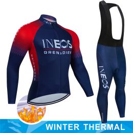 Pants Ineos Grenadier Cycle Jersey Professional Winter fleece 2022 Men's Pants Gel Long Sleeve Outfit Set Sports Clothing Man Bike Mtb