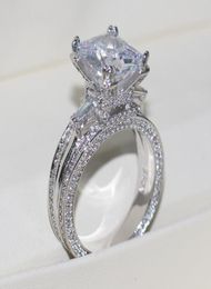 Vecalon Women Big Jewellery ring Princess Cut 10ct Diamond stone 300pcs Cz 925 Sterling Silver Engagement Wedding Ring Gift7355161