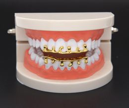 Hip Hop Gold Teeth Grillz Drip 8 Teeth Grills Dental Cosplay Bottom Lower Tooth Caps Rapper Mouth Jewelry Party Gift9436984