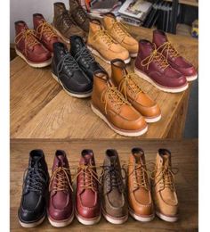 mens boots spring red ankle boots man wing warm outdoor work cowboy motorcycle heel male6214556