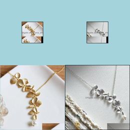 Pendant Necklaces Gold Sier Orc Flower Necklace Boho Chic Wedding Jewellery For Women Drop Delivery Pendants Dhva6