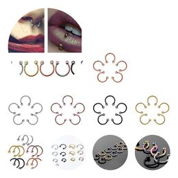 Nose Rings Studs Fashion Stainless Steel Horseshoe Fake Ring C Clip Lip Piercing Stud Hoop For Women Men Barbell Drop Delivery Je J Otcf2