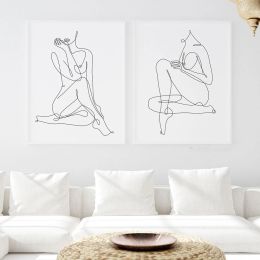 Abstract Woman Line Drawing Poster Art Canvas Painting Female Nude Figure Woman Body Minimalist Picture Print Nordic Home Decor