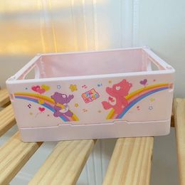 Hot Desktop Plastic Storage Baskets Organiser Box Folding Stackable Cute Makeup Jewellery Toys Boxe Storage Basket with Handle