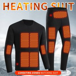 Winter Heated Suit Underwear Motorcycle USB Electric Powered Thermal Heating Motorcycle Heated Jacket Men Women Skiing Hunting