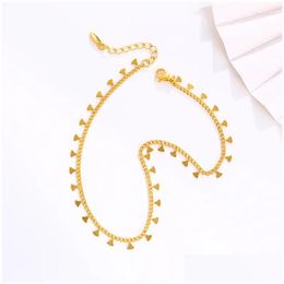 Anklets Jewellery European And American Minimalist Sequin Tassel Water Wave Texture Ankle Chain Plated With 24K Gold Geometric Drop Deli Dhugc