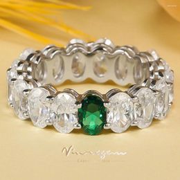 Cluster Rings Vinregem 4 6 MM Oval Cut Emerald High Carbon Diamond Gems 925 Sterling Silver Cocktail Party Ring For Women Jewellery Wedding