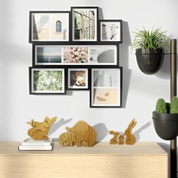 Wooden Animal Family Puzzles Elephant Whale Rabbit Family Figurines Desktop Ornaments Wooden Art Crafts for home Decoration