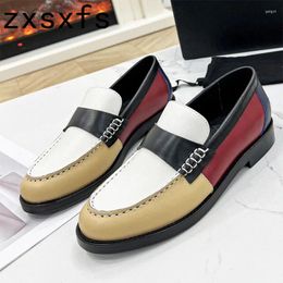 Dress Shoes Brand Designer Leather Chunky Heels Loafers Women Slip On Round Toe High Quality Casual Party Mujer