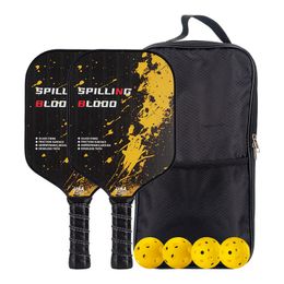Pickle Ball Defensive Paddles Fibreglass Set 4 Balls And 2 Paddles Lightweight Portable Perfect for Beginners and Professional