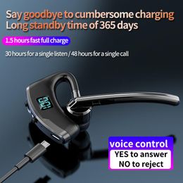 V8S Single Bluetooth Earphone Noise Cancelling Mic Mute Key Hands-Free Earphones for Cell Phones PC Laptop for Xiaomi