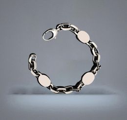 Retro Cuff Bracelet Couple 925 Interlocking letters Distressed Chain Men Women Jewelry236K9331387