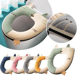 Toilet Seat Covers Bathroom Cover Pads Soft Warmer Cushion Stretchable Washable Fibre Cloth Easy Long Mat