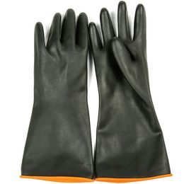 35/45/55cm Black Gloves Heavy Duty Rubber Gloves Acid Alkali Resistant Chemical Work Safety For Industry Labor Protective Glove