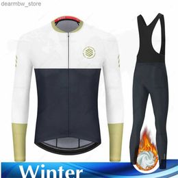 Cycling Jersey Sets 2022 Winter Warm Fece Suit Cycling Clothes Mens Bicyc Jersey Sports Mountain Bike Clothing Bib Set Maillot Ciclismo Hombre L48