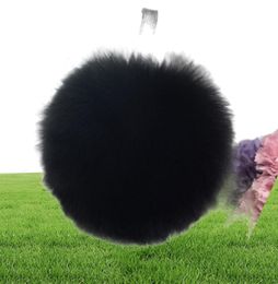 11cm Luxury y Real Fur Ball PomPom 12 Colors Genuine Fur Keychain Metal Ring Pendant Bag Charm Fo-K045-rose2865147