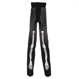 Women Socks Halloween Skull Bones Stockings Tights Stretchy Pantyhose For Young Girls