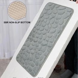 Cobblestone Embossed Bathroom Bath Mat Living Super Absorbent Floor Mat Memory Foam Embossed Soft Stone Bathroom Non-slip Carpet