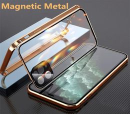 Magnetic Metal 360 Cases For Iphone 11pro case 12 13 pro XS Max XR X Camera Lens Protection Magnet Double Sided Glass Armor Buckle8573233