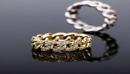 Simple Fashion Men Women Ring Gold Silver Bling CZ Diamond Cuban Chain Ring for Men Women Ring Jewelry Gift8954808