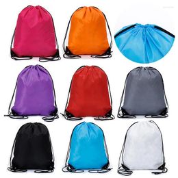 Storage Bags Polyester Color Portable Sports Bag Thicken Drawstring Belt Riding Backpack Gym Shoes Clothes Waterproof