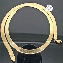 Catena di collana a spina di aringa in oro giallo genuino da 10k per uomini donne da 18-24 pollici 6mm238o