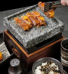 Mini barbecue grill table BBQ groove rock baking pan teppanyaki steak plate high temperature slate plate RRB128196207869