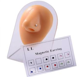 Stud 12pcsCard Magnet Ear Tragus lage Lip Labret Nose Ring Fake Cheater Non Pierced Jewelry Magnetic Earring Piercings8323725